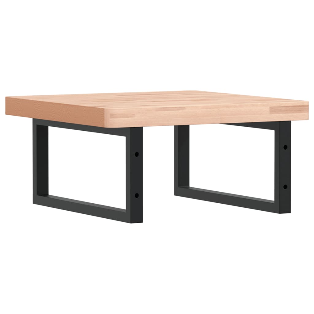 Väggmonterad handfatshylla stål och massiv bok