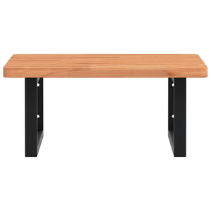 Väggmonterad handfatshylla stål och massiv bok