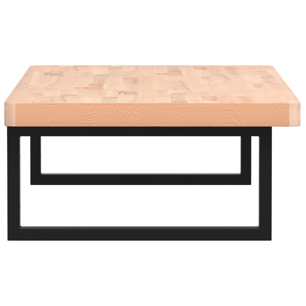 Väggmonterad handfatshylla stål och massiv bok