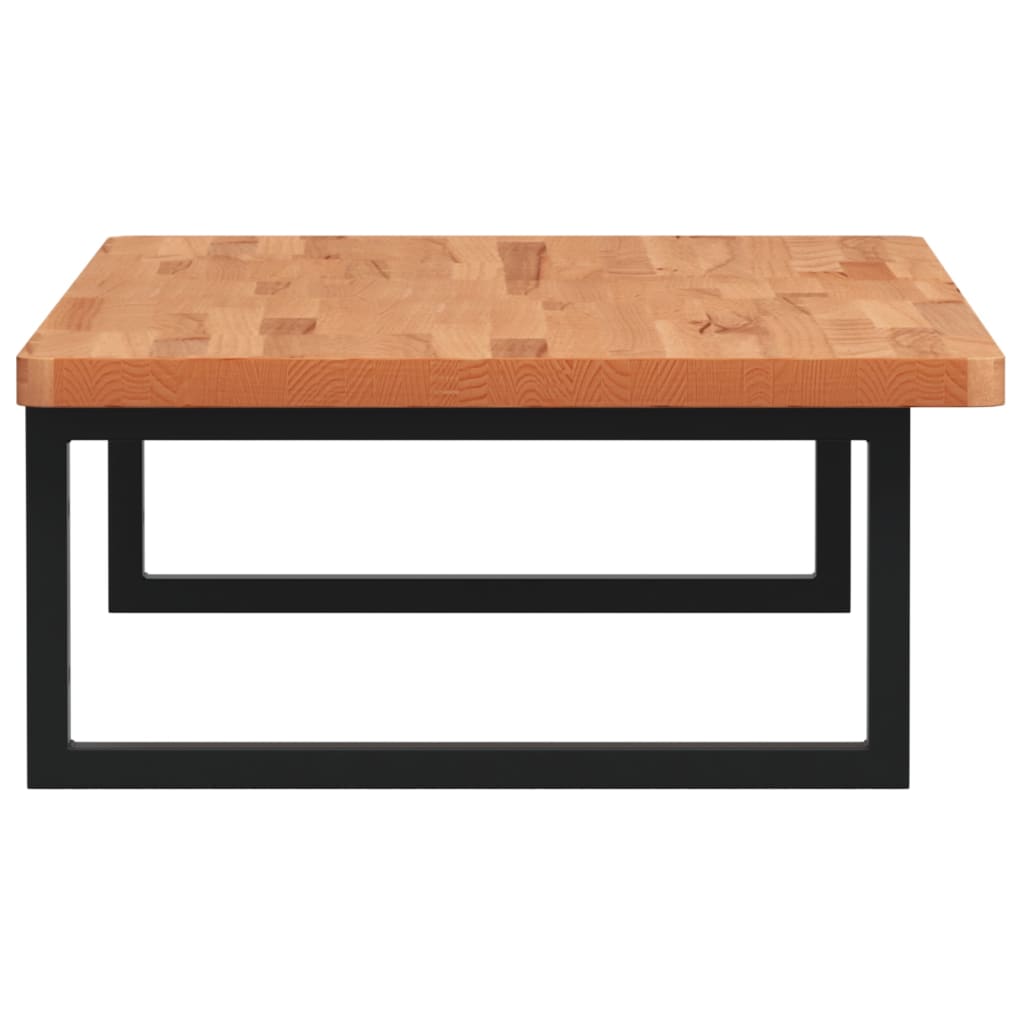 Väggmonterad handfatshylla stål och massiv bok