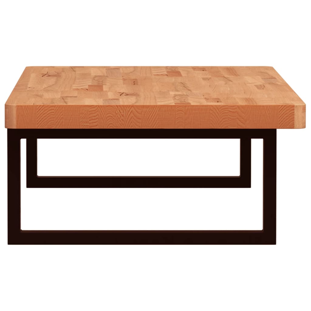 Väggmonterad handfatshylla stål och massiv bok