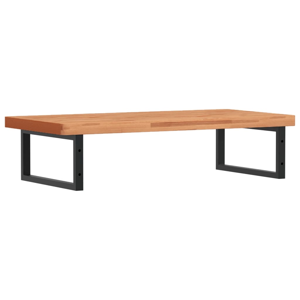 Väggmonterad handfatshylla stål och massiv bok