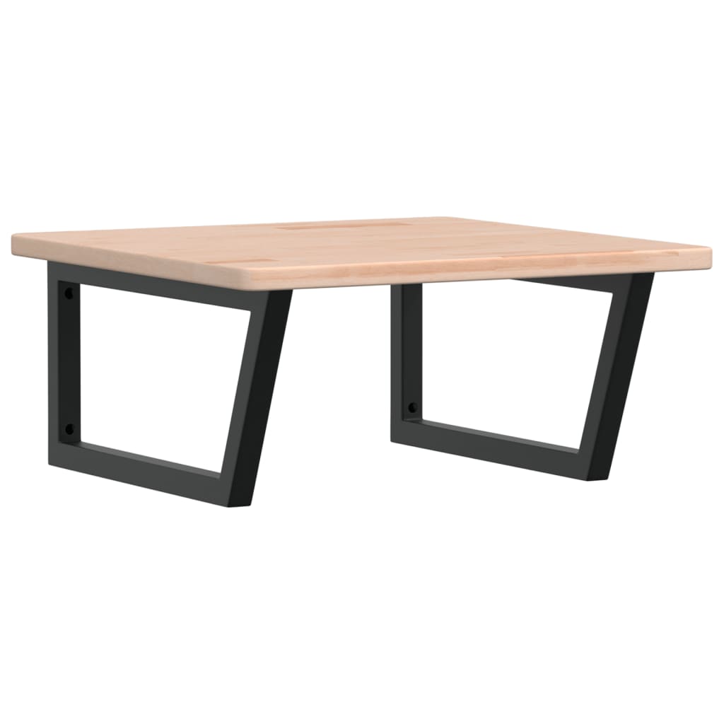 Väggmonterad handfatshylla stål och massiv ek