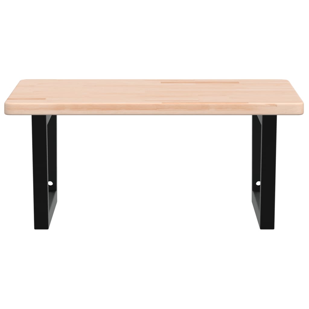 Väggmonterad handfatshylla stål och massiv ek