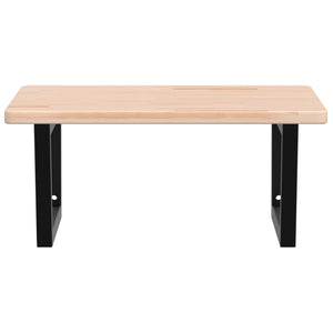 Väggmonterad handfatshylla stål och massiv ek