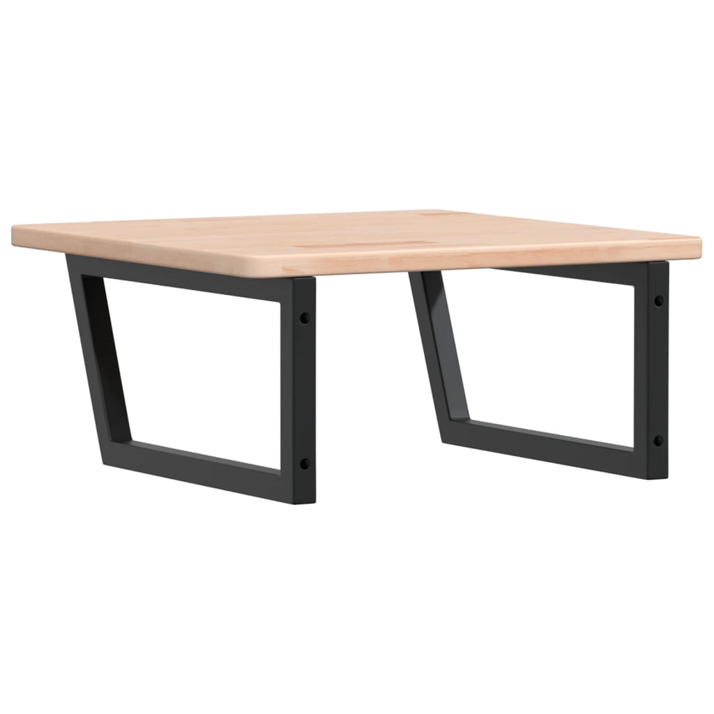 Väggmonterad handfatshylla stål och massiv ek