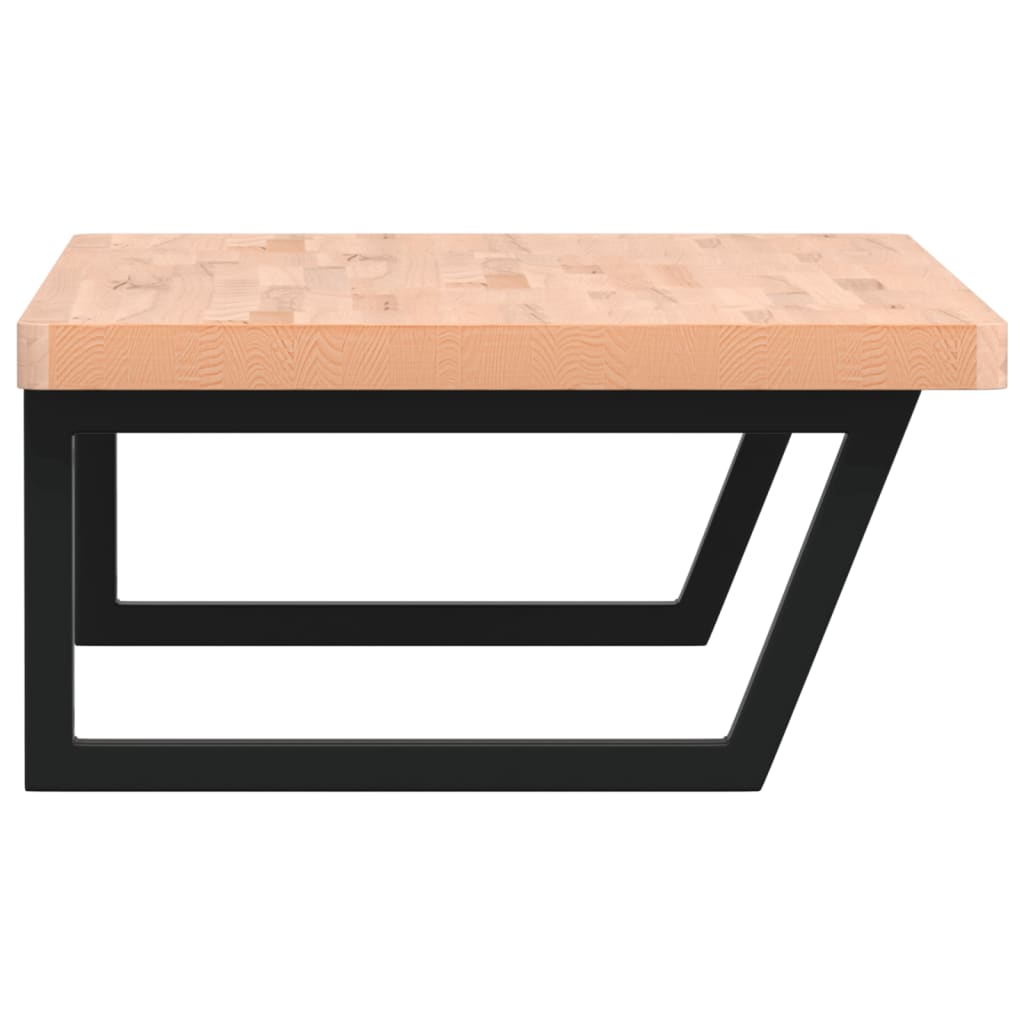 Väggmonterad handfatshylla stål och massiv bok