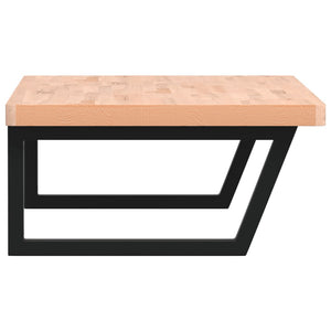 Väggmonterad handfatshylla stål och massiv bok