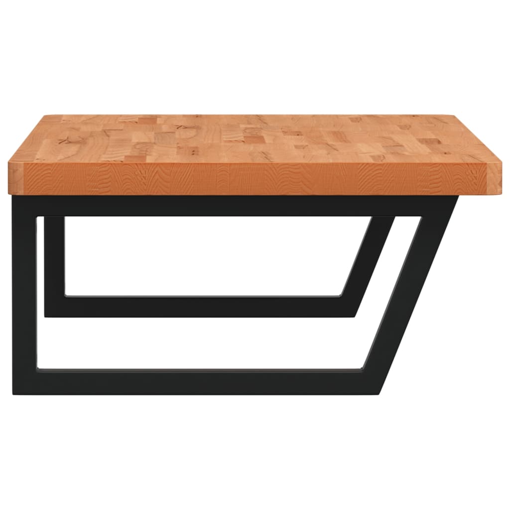 Väggmonterad handfatshylla stål och massiv bok