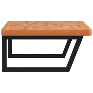 Väggmonterad handfatshylla stål och massiv bok