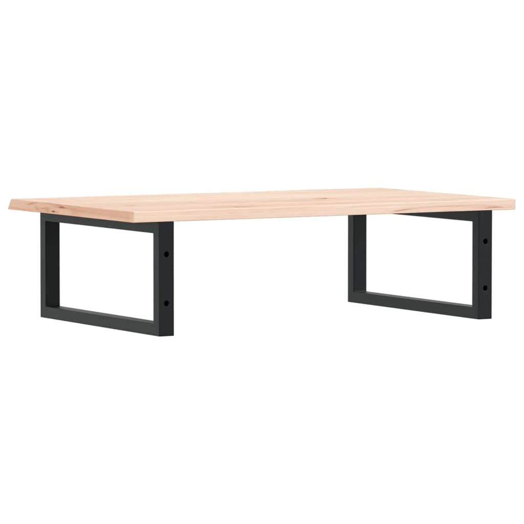 Väggmonterad handfatshylla stål och massiv ek