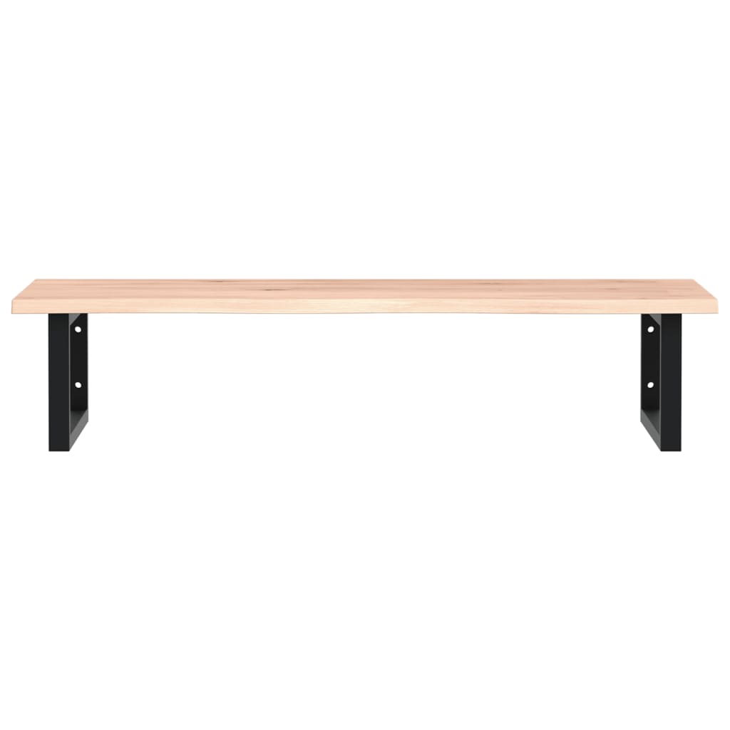 Väggmonterad handfatshylla stål och massiv ek