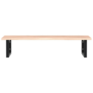 Väggmonterad handfatshylla stål och massiv ek