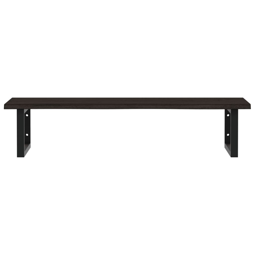 Väggmonterad handfatshylla stål och massiv ek