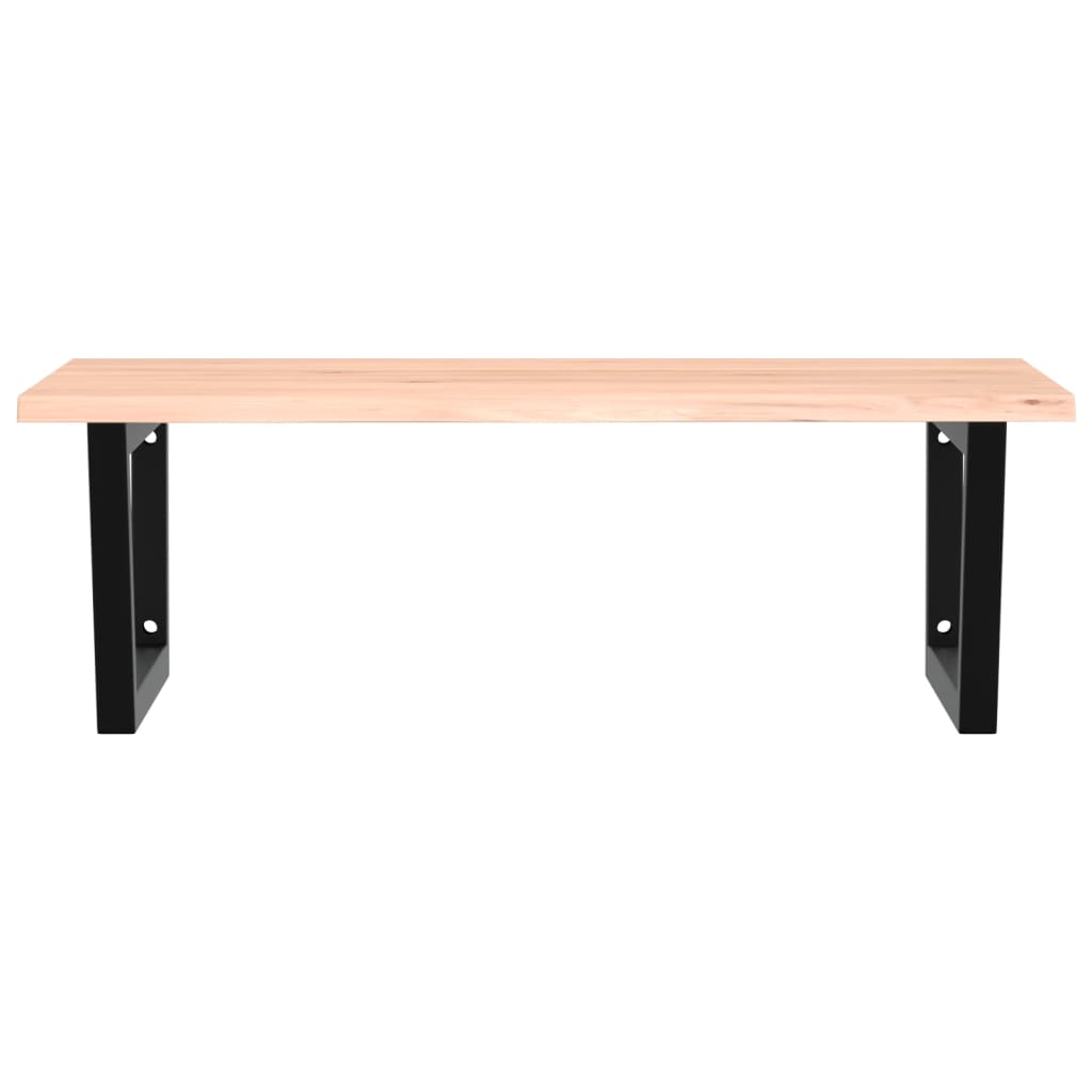 Väggmonterad handfatshylla stål och massiv ek