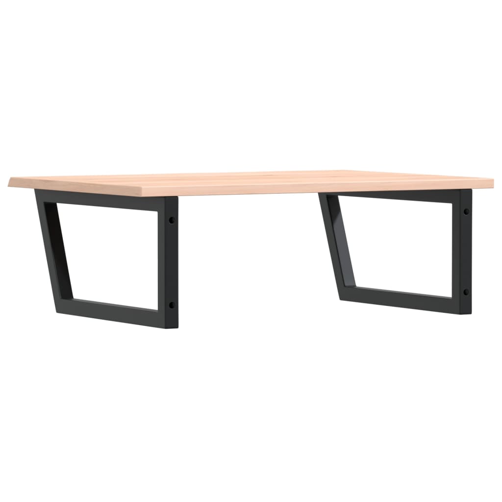 Väggmonterad handfatshylla stål och massiv ek