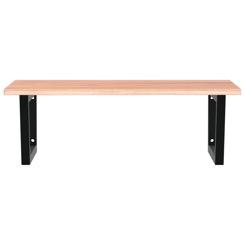 Väggmonterad handfatshylla stål och massiv ek