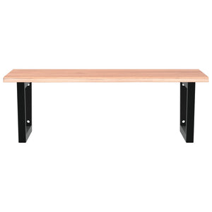 Väggmonterad handfatshylla stål och massiv ek