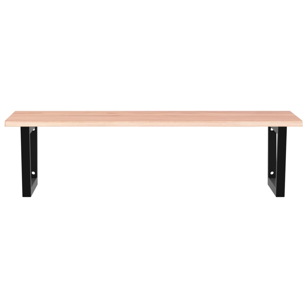 Väggmonterad handfatshylla stål och massiv ek