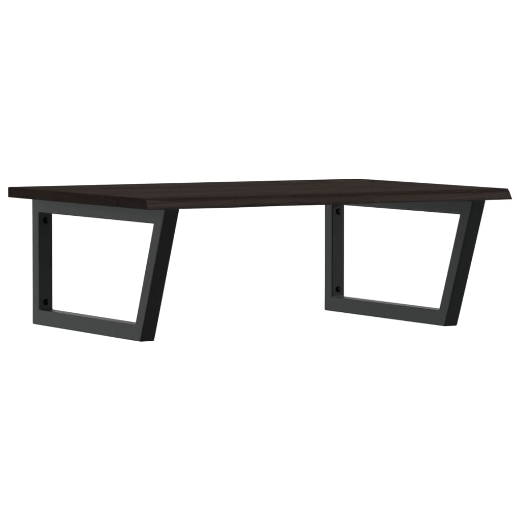 Väggmonterad handfatshylla stål och massiv ek