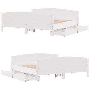 Sängram utan madrass vit 160x200 cm massiv furu