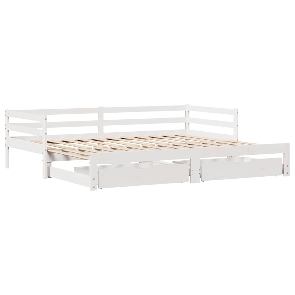 Dagbädd utdragbar med lådor utan madrass vit 90x190 cm