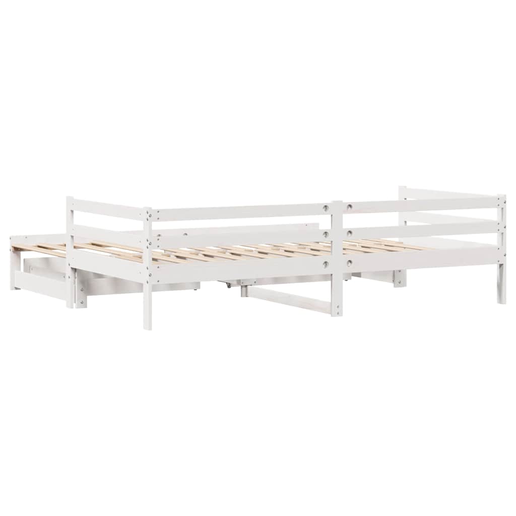 Dagbädd utdragbar med lådor utan madrass vit 90x190 cm