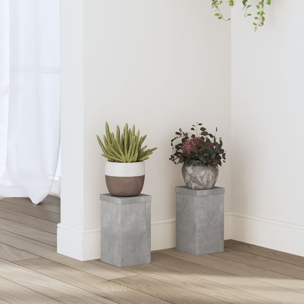Växtställ 2 st Betonggrå 10 x 10 x 18 cm Konstruerat trä