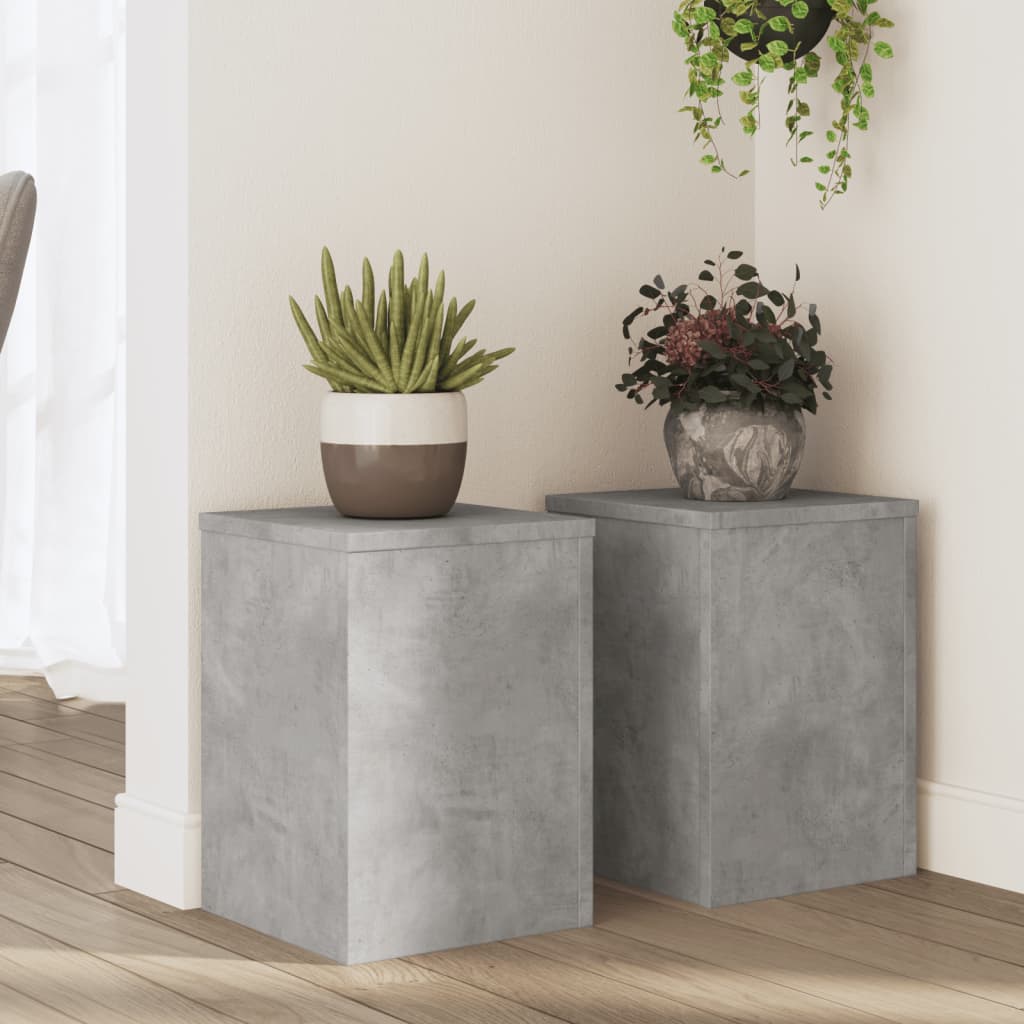 Växtställ 2 st Betonggrå 25 x 25 x 35 cm Konstruerat trä