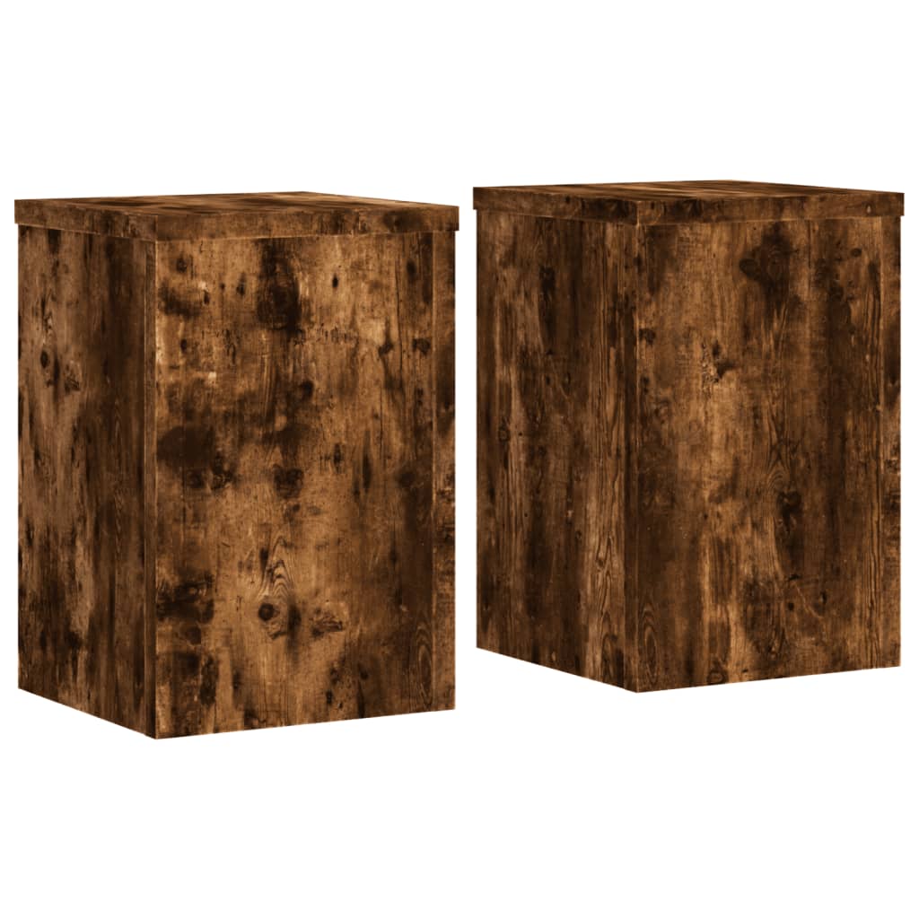 Växtställ 2 st Rökt ek 25 x 25 x 35 cm Konstruerat trä