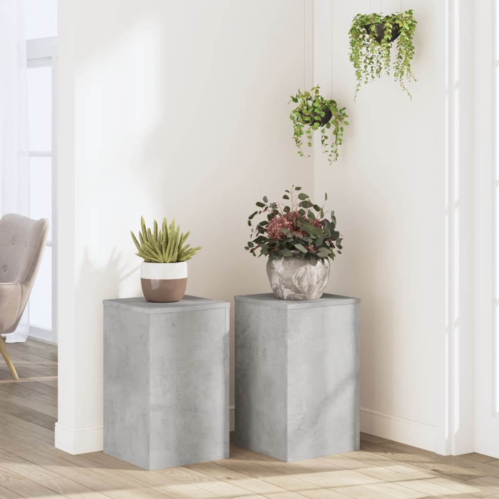 Växtställ 2 st Betonggrå 30 x 30 x 50 cm Konstruerat trä