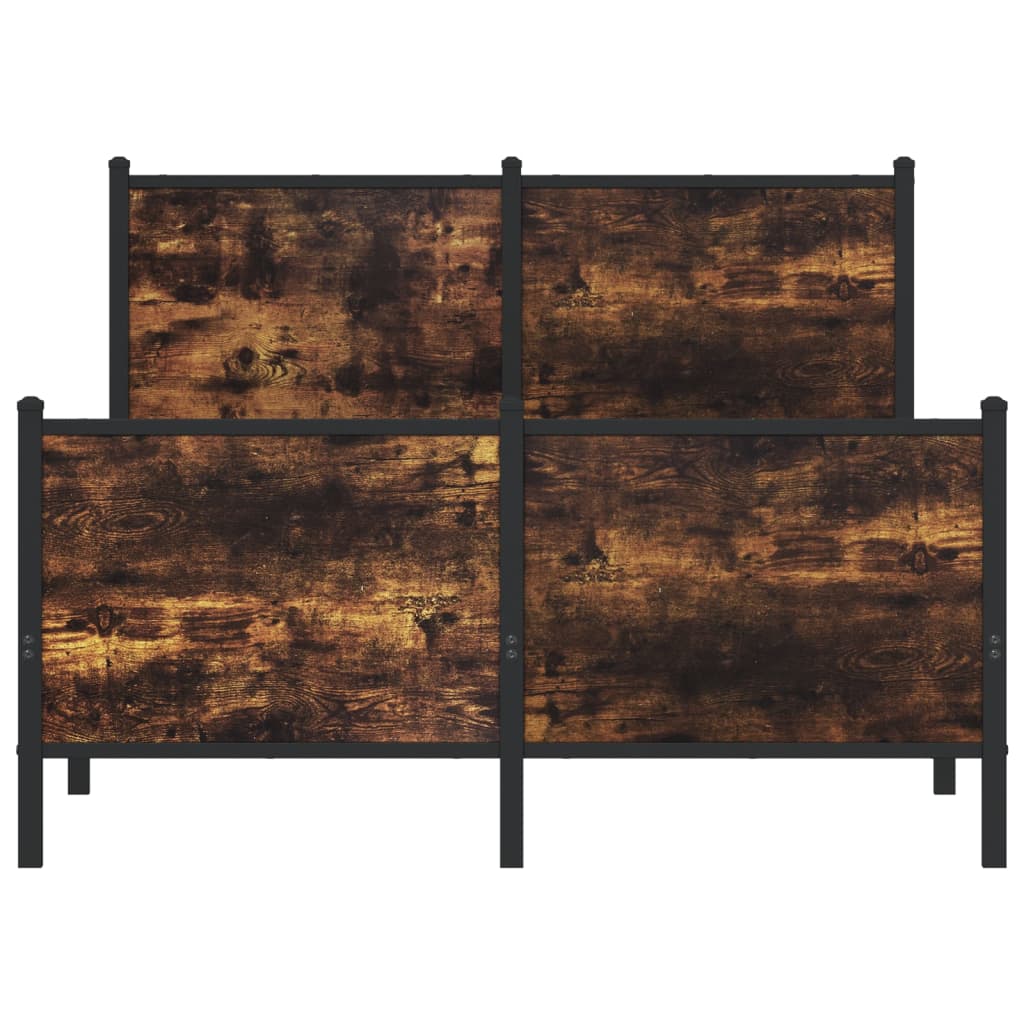 Sängram utan madrass metall rökfärgad ek 120x200 cm