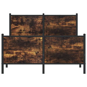 Sängram utan madrass metall rökfärgad ek 120x200 cm