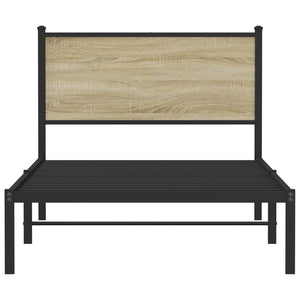 Sängram utan madrass metall sonoma-ek 100x190 cm