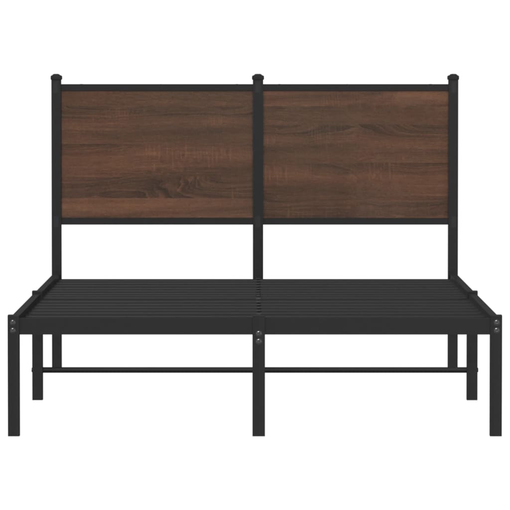 Sängram utan madrass metall brun ek 120x200 cm