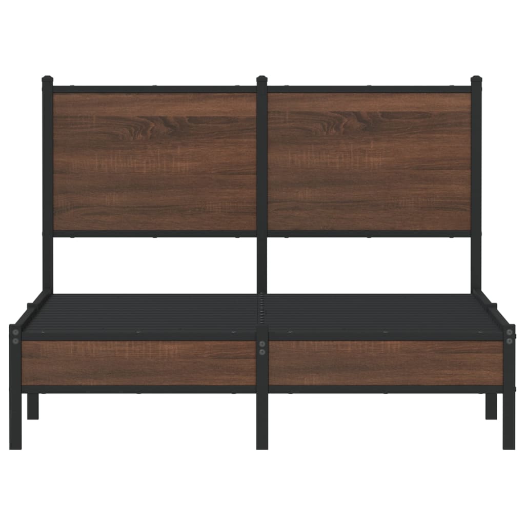 Sängram utan madrass metall brun ek 120x200 cm