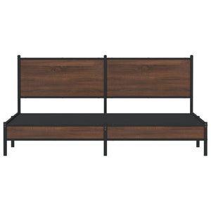 Sängram utan madrass metall brun ek 160x200 cm
