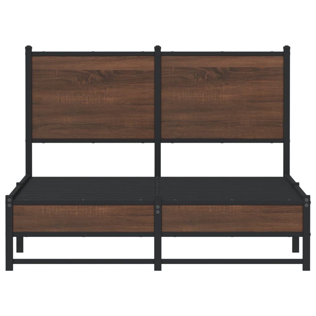 Sängram utan madrass metall brun ek 120x200 cm