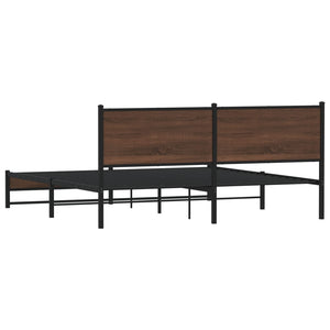 Sängram utan madrass metall brun ek 160x200 cm