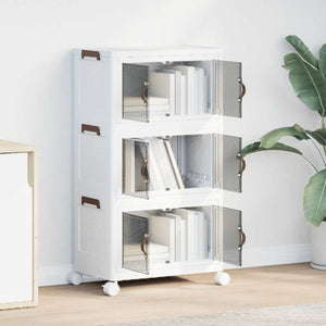 Förvaringslåda stapelbar med hjul 3 nivåer 28 L 48,5x29,5x86 cm