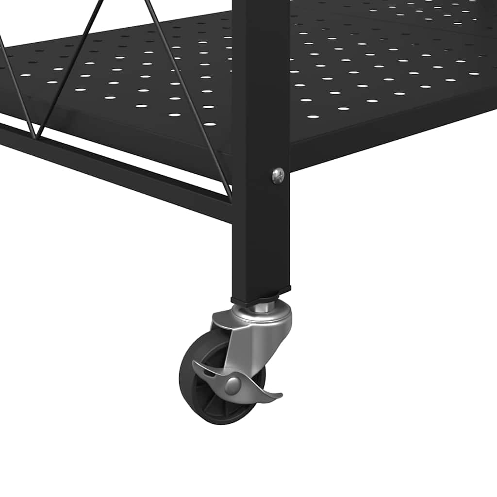 Förvaringshylla på hjul svart 71x34x88 cm stål