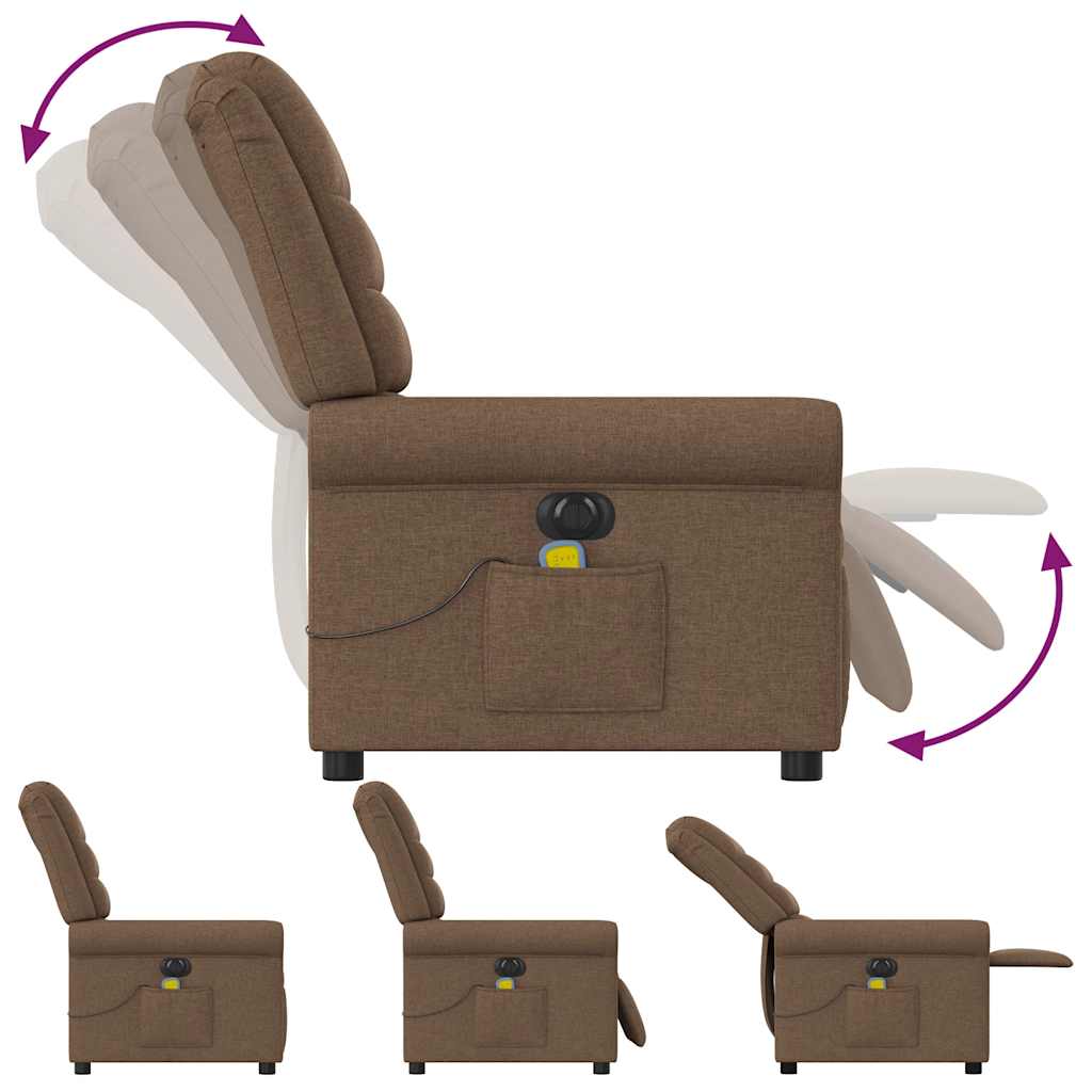 Elektrisk massagefåtölj brun tyg