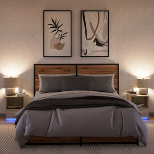 Sängbord med LED-lampor 2 st sonoma-ek konstruerat trä