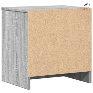 Sängbord med LED-lampor 2 st grå sonoma konstruerat trä