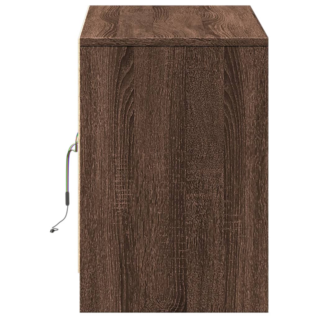 Tv-bänk med LEDs brun ek 100x34x50 cm konstruerat trä