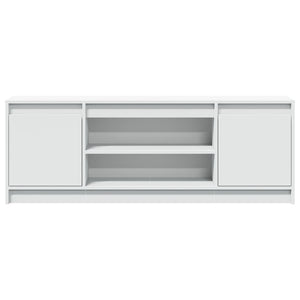 Tv-bänk med LEDs vit 139,5x34x50 cm konstruerat trä