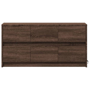 Tv-bänk med LEDs brun ek 100x34x50 cm konstruerat trä