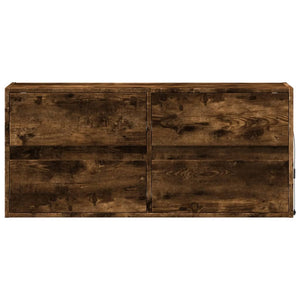 Väggmonterad tv-bänk LEDs rökfärgad ek 100x31x45 cm