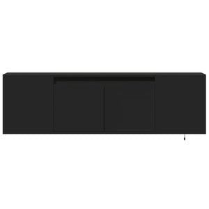 Väggmonterad tv-bänk LEDs svart 135x31x39,5 cm