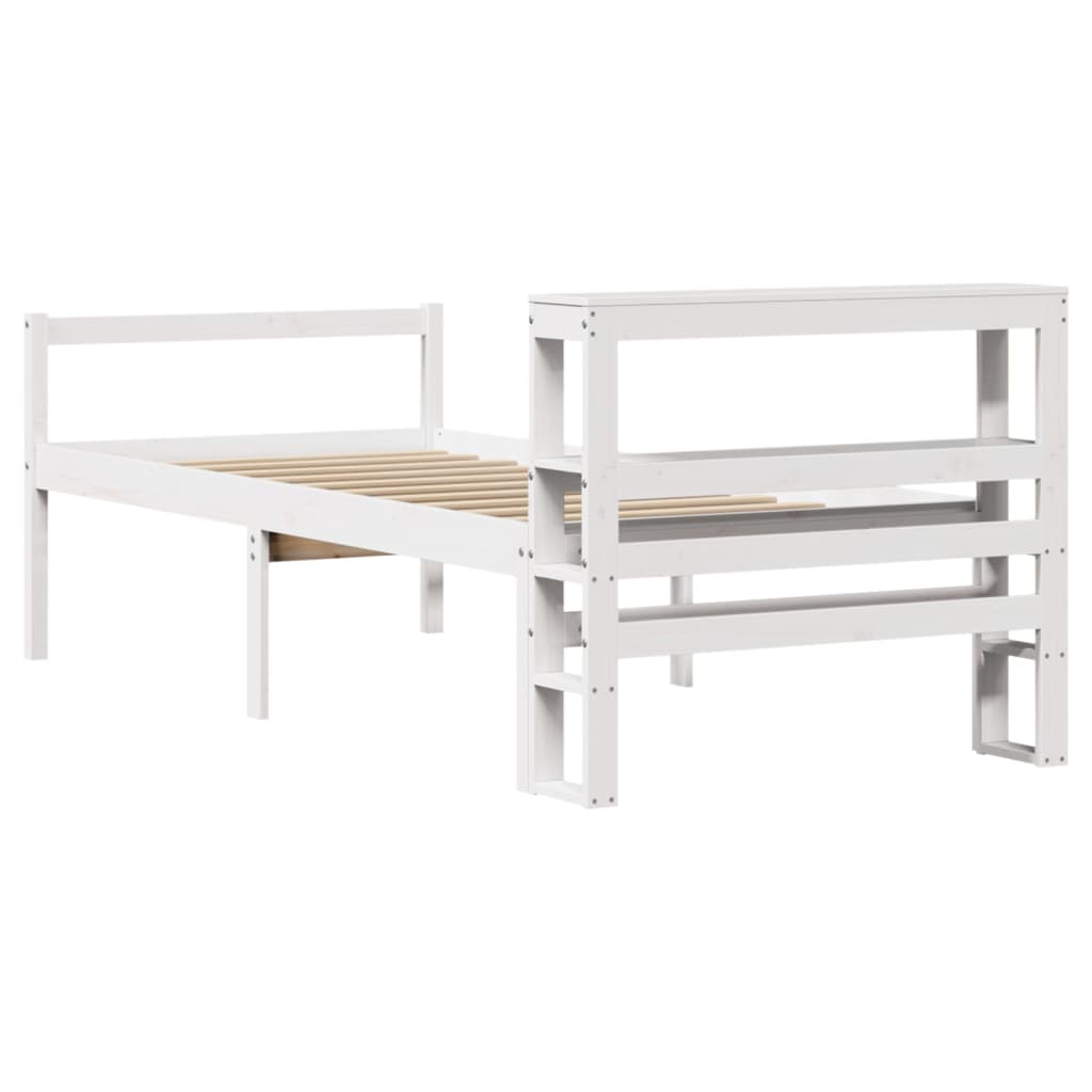 Seniorsäng med sänggavel vit 90x200 cm massivt furu